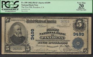 $5 1902 First Ntl Bank Of Pasadena (ca) =pcgs 20 photo