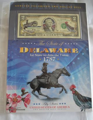 State Of Delaware U.  S.  Legal Tender Colorized $2 Bill photo