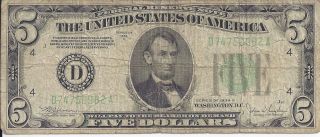 1934 - C $5 Five Dollar Frn D Cleveland,  Julian - Snyder, photo