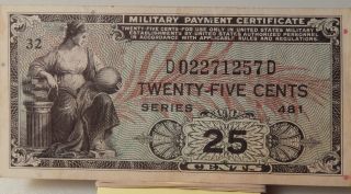 Military Payment Certificant Twenty Five Cents photo