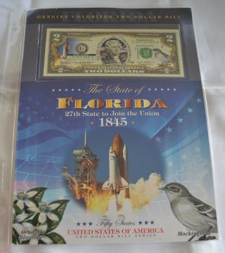 State Of Florida U.  S.  Legal Tender Colorized $2 Bill photo