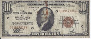 1929 Bank Of Philadelphia.  C $10 Ten Dollar National Banknote, photo