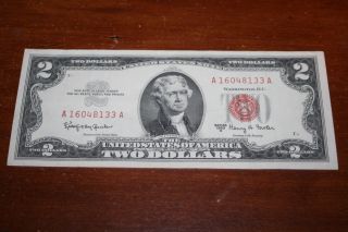 Two Dollar Bill $2.  00 Red Seal 1963a Small Usa Note Ss A16048133a photo