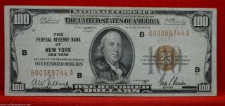 1929 National Currency $100 Federal Reserve Bank York,  Ny.  Vf B886 photo