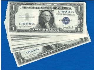10 1935 D Consecutive & Uncirculated One Dollar Silver Certificates photo