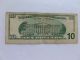 $10.  00 Miscut Federal Reserve Note 2001 - Circulated With Vertical Fold Small Size Notes photo 1