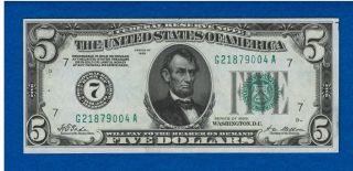 1928 Uncirculated Federal Reserve Redeemable In Gold Five Dollar Note photo