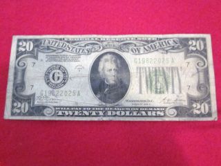 1928 B Twenty Dollar Federal Reserve Note Light Green Seal photo