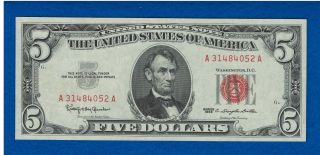1963 United States Five Dollar Red Seal Note photo