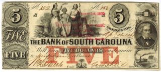 $5 1861 Bank Of South Carolina Charleston More Currency Px photo