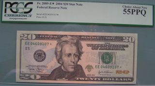 2004 $20 Federal Reserve Star Note Pcgs 55 Ppq Choice About photo