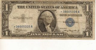 1935 - A $1 Star Silver Certificate,  Medium Grade Note (p - 76) photo