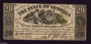 The State Of Georgia / Confederate / 20 Dollar Obsolete Note / 1864 photo