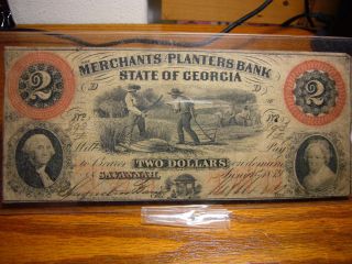 $2 Dollar Merchants Planters Bank - Savannah Ga - Obsolete Note October 1,  1861 photo