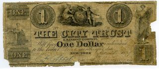 1839 $1 City Trust & Banking Company - Obsolete Bank Note photo