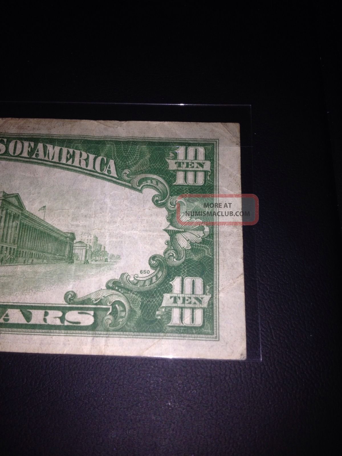 1934 $10 Dollar Bill Blue Seal Silver Certificate Note Paper Money Fr