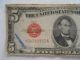 $5.  00 United States Note 1928e Red Seal Small Size Notes photo 3