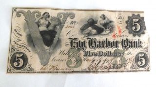 Rare 1861 $5 The Egg Harbor Bank Jersey Civil War Era Note photo