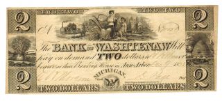 $2 1835 Bank Of Washtenaw Mi,  Michigan More Currency 4 Cb photo