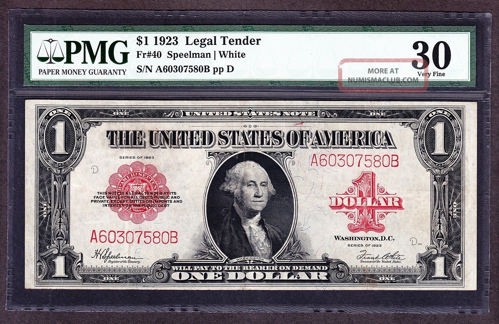 Us 1923 $1 Legal Tender Fr 40 Pmg 30 Ch Vf (- 580) Large Size Notes photo