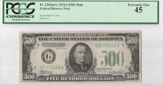 1934a $500 Mule Federal Reserve Note (chicago District) Pcgs 45 photo