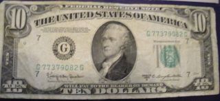 United States Ten Dollars Federal Reserve Note G77379082g photo