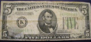 United States Five Dollars Federal Reserve Note K03900935a photo