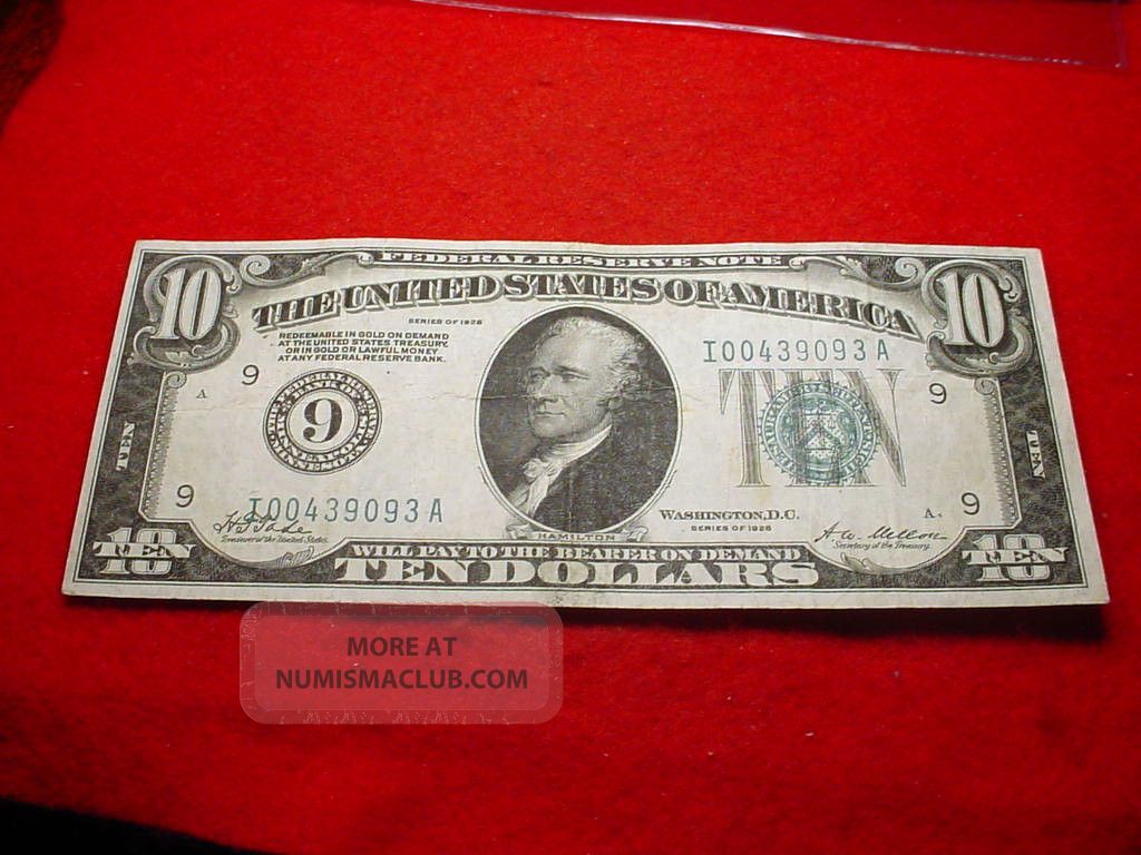 $10 Gold Note 1928 Superior Bill - - District Numeral 10 Small Size Notes photo