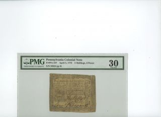 Pa - 157 Pennsylvania Colonial Currency Vf30 photo
