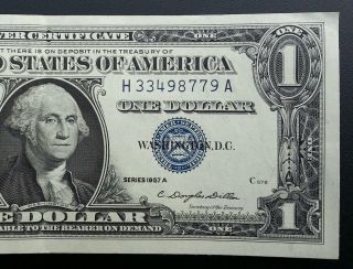 1957 A Silver Certificate Blue Label Seal One Dollar Bill photo
