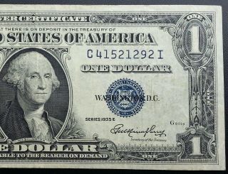 1935 E Silver Certificate Blue Label Seal One Dollar Bill photo