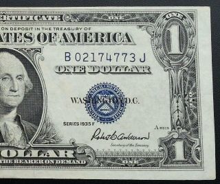 1935 F Silver Certificate Blue Seal One Dollar Bill Crisp photo