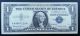 1957 B Silver Certificate Blue Label Seal One Dollar Bill Crisp Small Size Notes photo 1