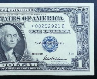 ☆☆1957 Silver Certificate Star Note Blue Seal Dollar Bill Uncirculated Crisp photo