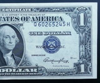 1935 E Silver Certificate Blue Seal One Dollar Bill Error Shifted Serial Number photo