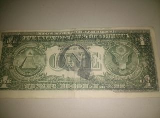$1 Dollar Bill Wet Ink Transfer Error George Washington Portrait On Both Sides photo