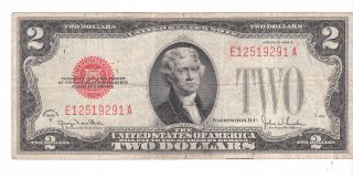 1928g Red Seal $2.  00 Note Circulated E12519291a photo