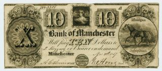 1837 Bank Of Manchester Michigan Ten Dollar Obsolete Note Cr M - 127 Haxby 250 G8 photo