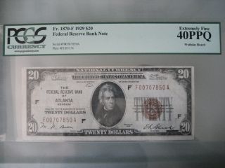 1929 $20 Federal Reserve Bank Note Atlanta Wailuku Hoard Pcgs 40 Xf Ppq photo