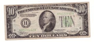 1934 - A $10 Federal Reserve Note Vf photo