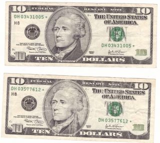 2003 $10 Star Note Federal Reserve F 768k Minted photo