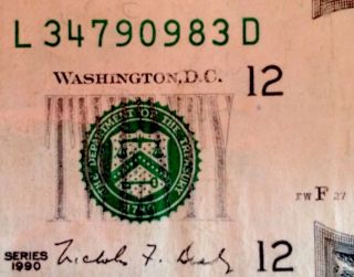 1990 $20 Dollar From The Federal Reserve Bank Of San Francisco California photo