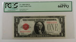 1928 $1 Dollar United States Note Aa Block Pcgs Gem 66 Ppq Fr.  1500 Cu photo