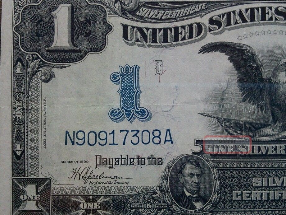 Ungraded Black Eagle 1899 1 Dollar Silver Certificate Speelman/white
