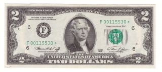 1976 $2 Federal Reserve Note Star Note Atlanta Cu photo
