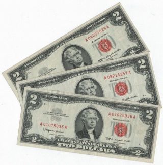 1963 $2 United States Note - Quantity 3 Au photo