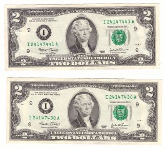 2003 $2 United States Note Minneapolis - Quantity 2 Au photo