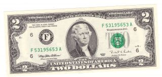 1995 $2 Federal Reserve Note Atlanta Cu photo