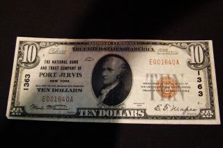 Ten Dollar National Bank Note Series Of 1929,  Port Jervis,  York 1363 photo