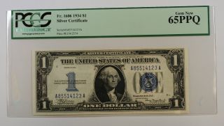 1934 $1 Dollar Silver Certificate Note Aa Block Pcgs Gem 65 Ppq Fr.  1606 Cu photo